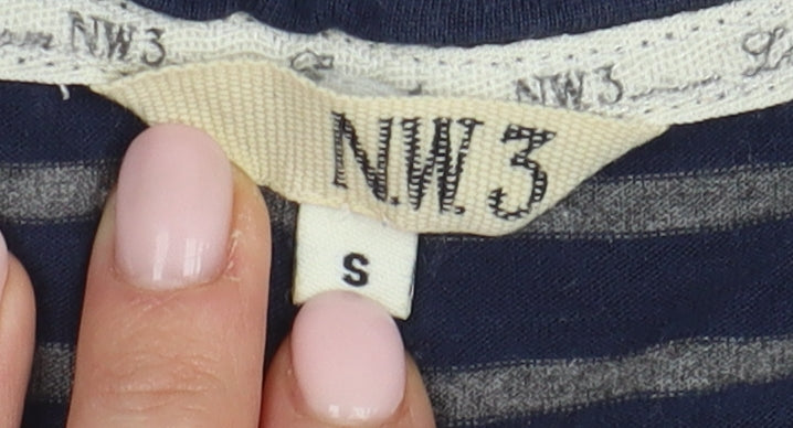 NW3 Women's Blue Striped Blouse, S, 3/4 Sleeve