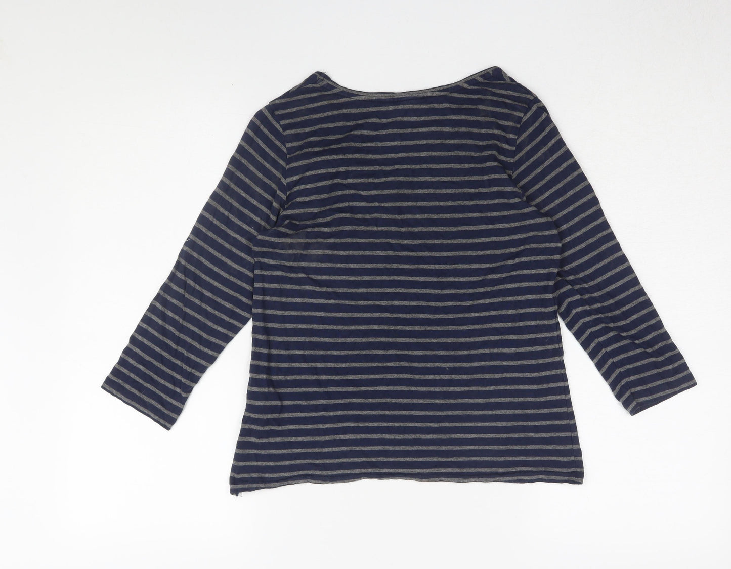 NW3 Women's Blue Striped Blouse, S, 3/4 Sleeve