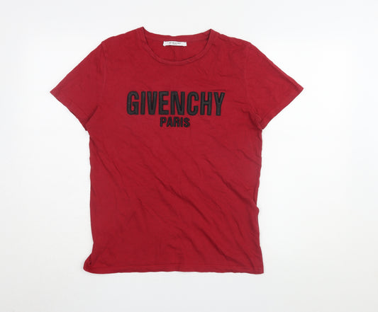 Givenchy Men's Red Logo Cotton T-Shirt M