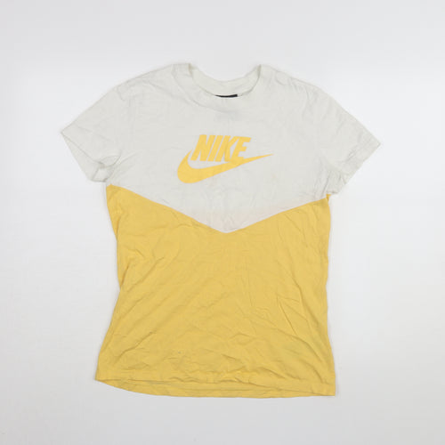 Nike Unisex Yellow T-Shirt, Size S, Colourblock Design