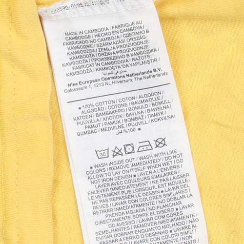 Nike Unisex Yellow T-Shirt, Size S, Colourblock Design
