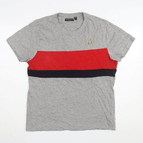 Brave Soul Men's L Grey Block T-Shirt