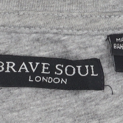 Brave Soul Men's L Grey Block T-Shirt