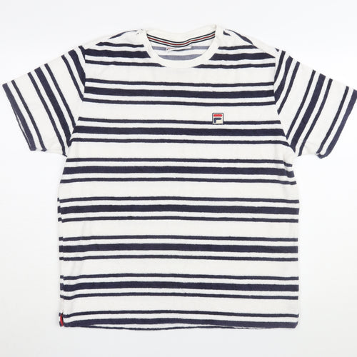 Fila Men's White Striped T-Shirt Medium