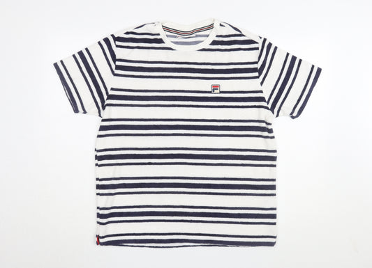 Fila Men's White Striped T-Shirt Medium