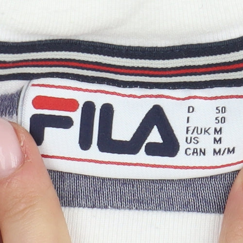 Fila Men's White Striped T-Shirt Medium