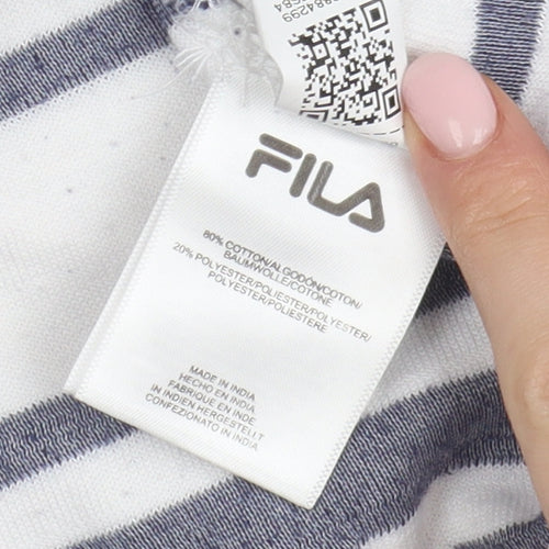 Fila Men's White Striped T-Shirt Medium