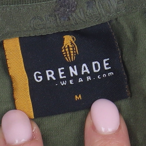 Grenade Men’s Army Green Logo T-Shirt, Medium, Cotton Blend