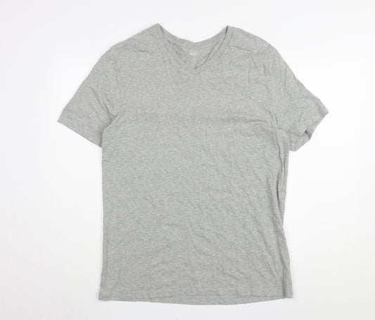 Gap Men's Grey Classic V-Neck T-Shirt, Size L