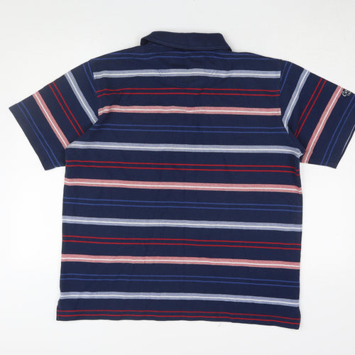 Cotton Traders Men's Blue Striped Polo Shirt L