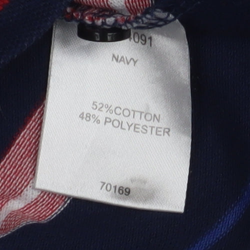 Cotton Traders Men's Blue Striped Polo Shirt L