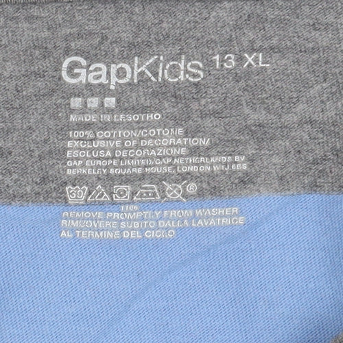 Gap Teens Blue Grey Striped Long Sleeve T-Shirt, Regular Fit