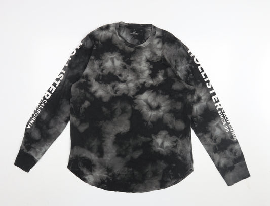 Hollister Men's Black Art Theme Long Sleeve T-Shirt