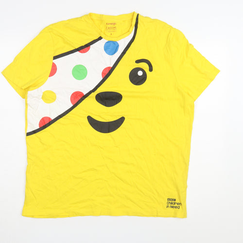 George Men's Yellow Fun Graphic T-Shirt L