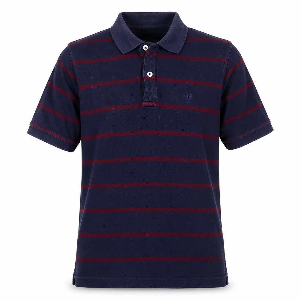 Lincoln Men's Blue Striped Polo Size L Short Sleeve
