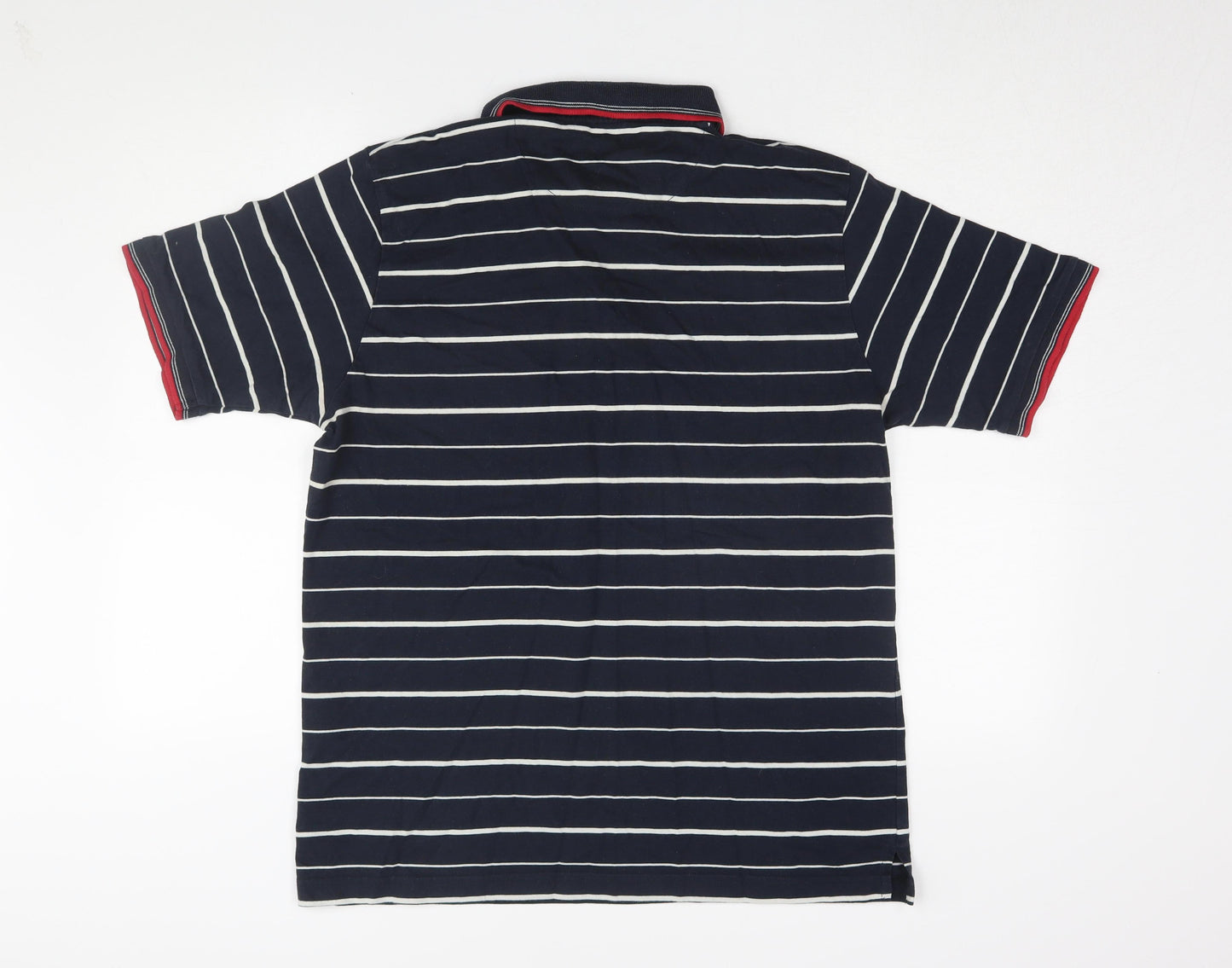 Cotton Traders Men’s Blue Striped Polo, Size L, Casual Style