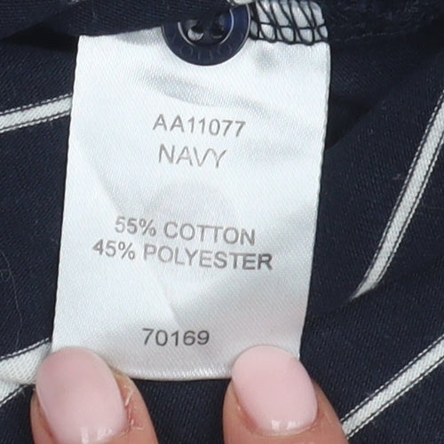 Cotton Traders Men’s Blue Striped Polo, Size L, Casual Style
