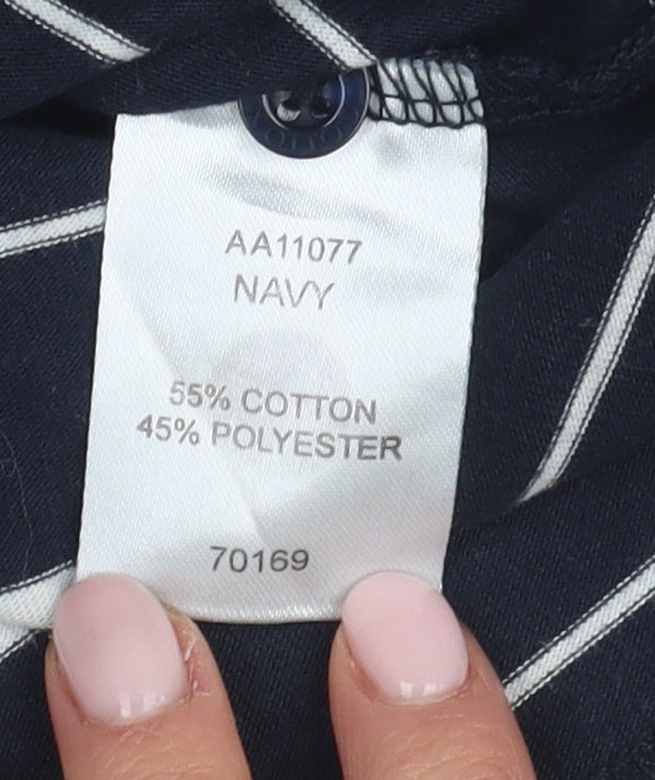Cotton Traders Men’s Blue Striped Polo, Size L, Casual Style