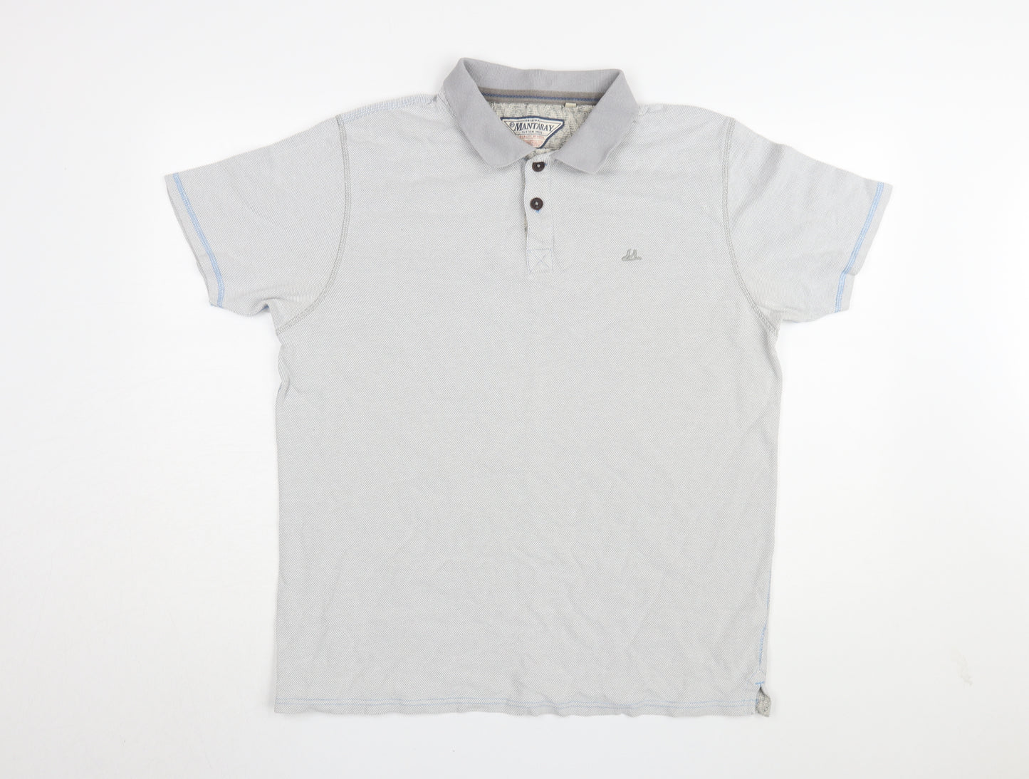 Mantaray Men's Grey Polo Shirt, Size L, Short Sleeve