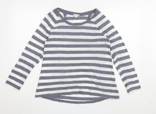 Gap Women's Grey Striped M Basic Raglan Long Sleeve T-Shirt