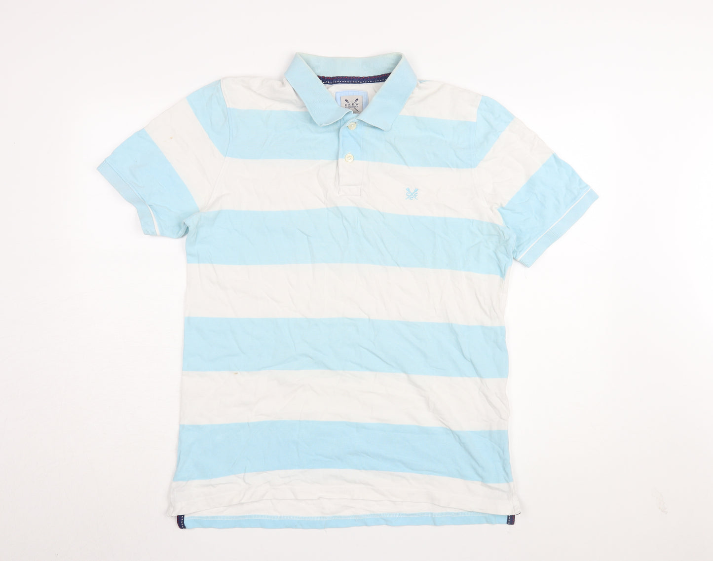 Crew Clothing Co. Men's Blue Striped Polo Shirt L