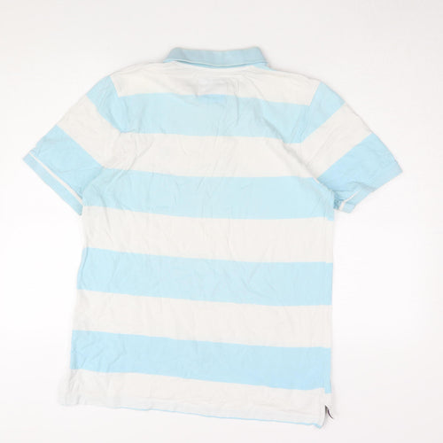 Crew Clothing Co. Men's Blue Striped Polo Shirt L
