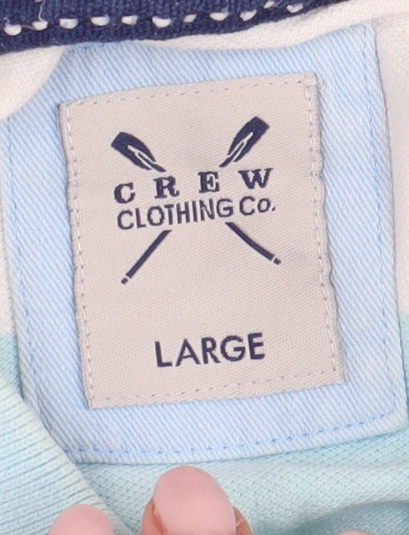 Crew Clothing Co. Men's Blue Striped Polo Shirt L