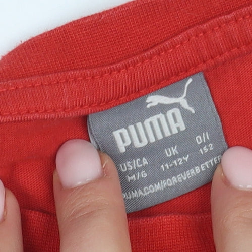 Puma Boys Red T-Shirt, 11-12 Years, Logo Style