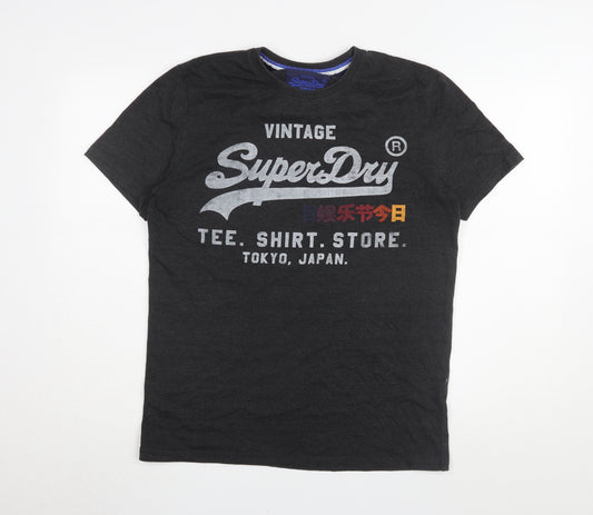 Superdry Men's Black Vintage Print T-Shirt Large