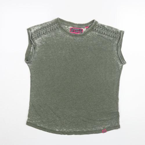 Superdry Women's Green Sleeveless T-Shirt, Size 10