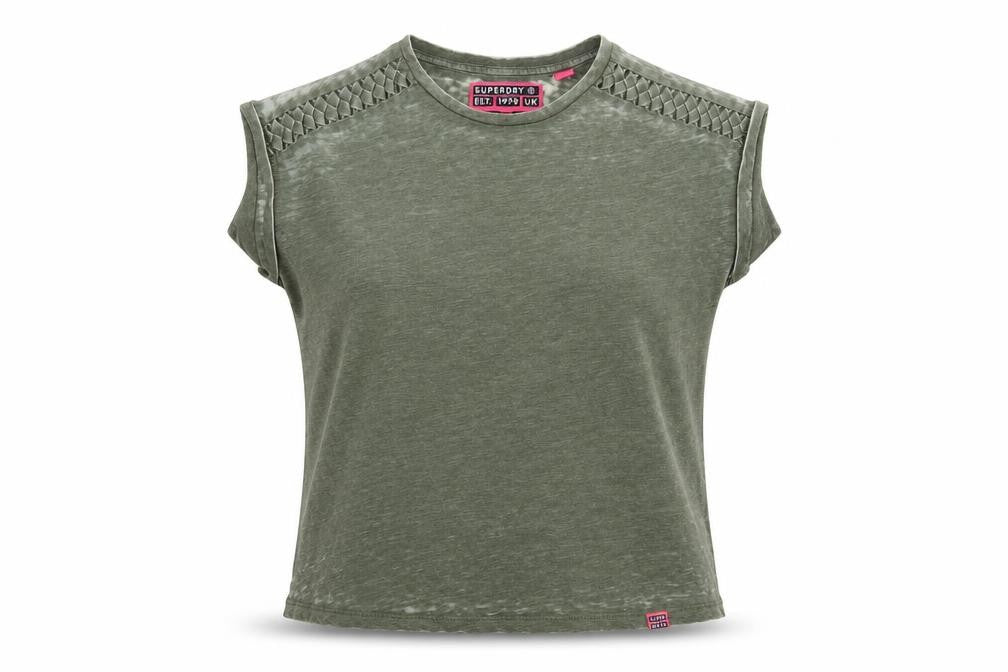 Superdry Women's Green Sleeveless T-Shirt, Size 10