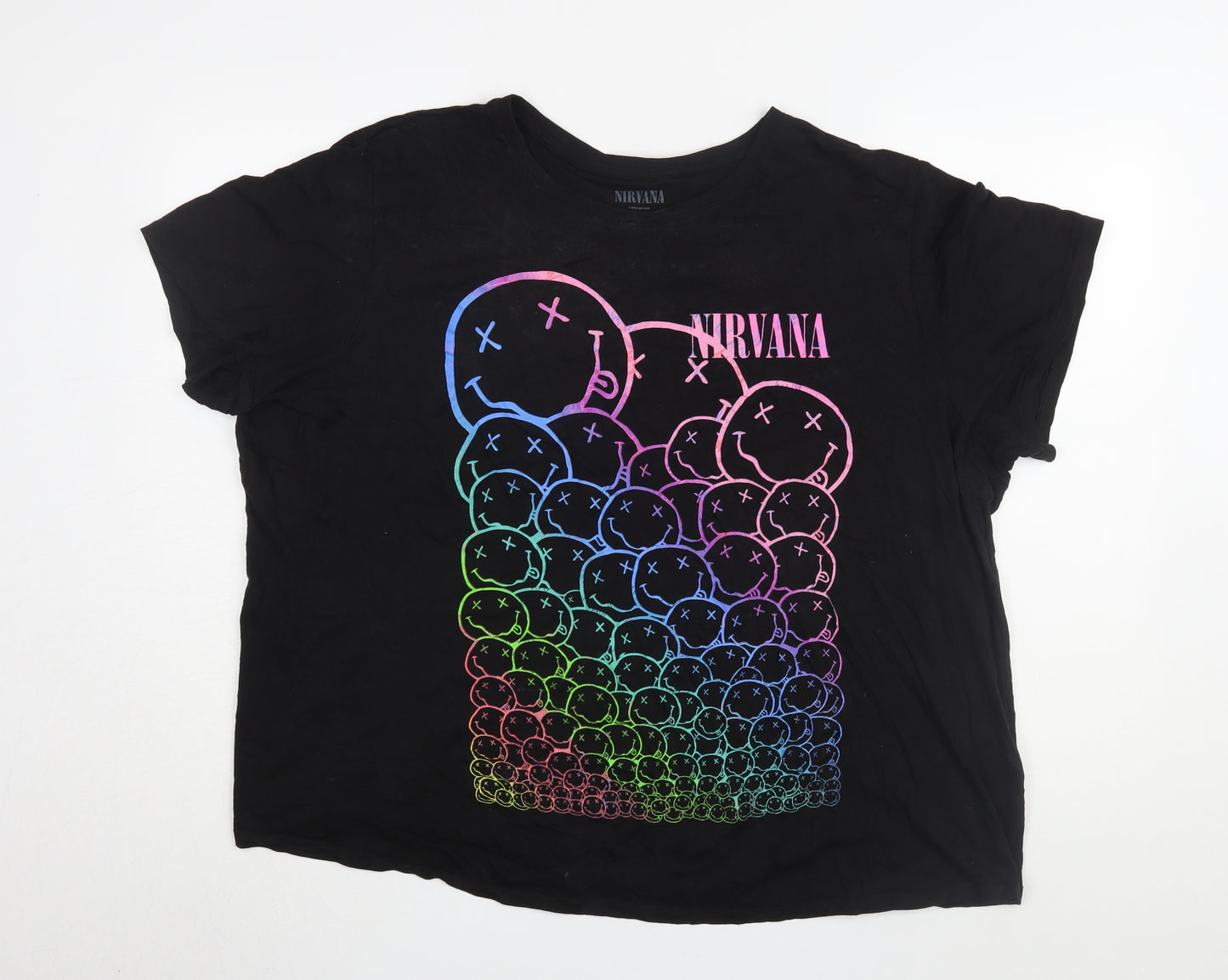 Nirvana Unisex Black Cotton Music T-Shirt Size 24