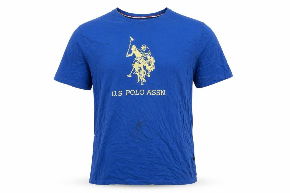 Front view of U.S. Polo Assn. Men's Medium Blue Cotton T-Shirt