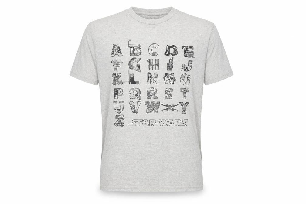 Fifth Sun Men's Grey Star Wars Alphabet T-Shirt M