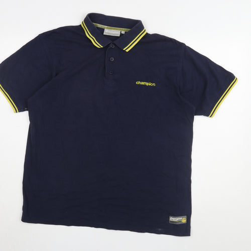 Champion Men's Blue XL Polo Shirt with Logo