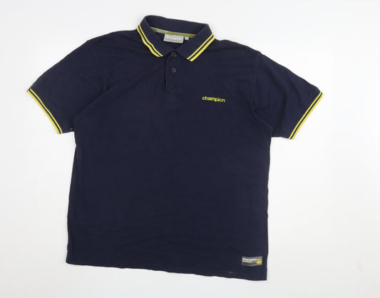 Champion Men's Blue XL Polo Shirt with Logo