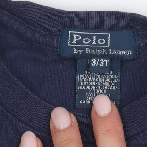 Ralph Lauren Boys Blue Graphic Cotton T-Shirt 3-4 Years