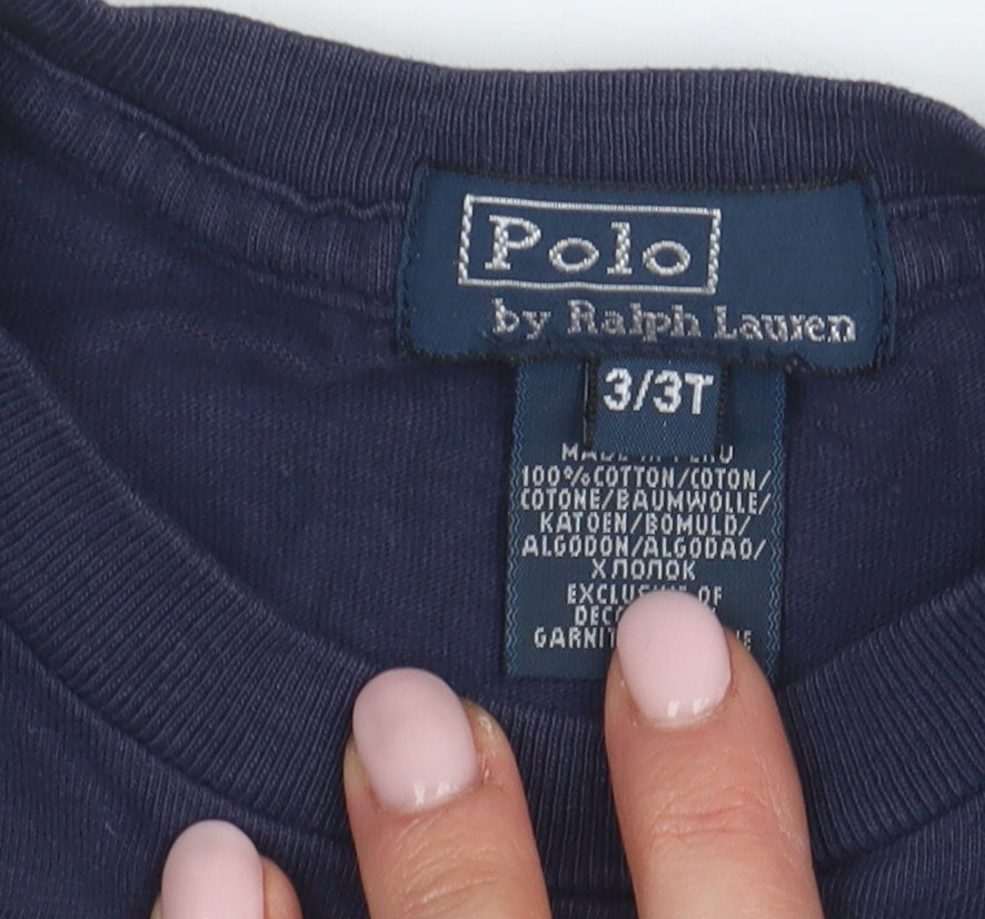 Ralph Lauren Boys Blue Graphic Cotton T-Shirt 3-4 Years