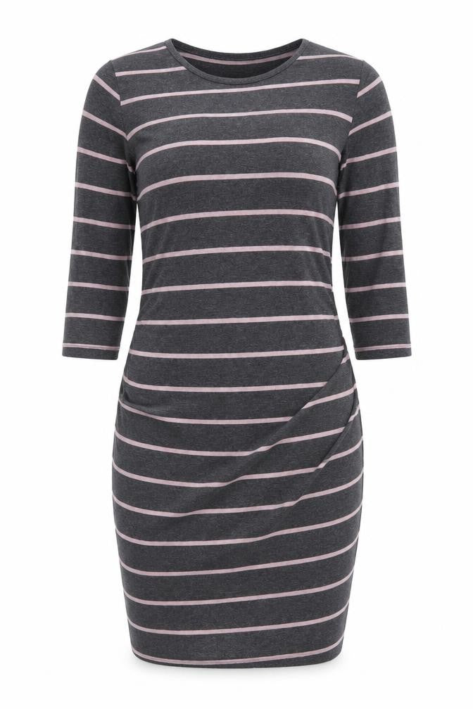 Blooming Marvellous Women's Grey Striped Bodycon Dress Size 10