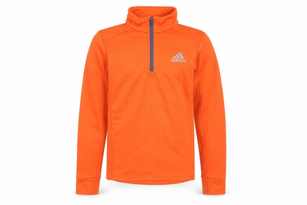 Front view of Adidas boys’ orange 1/4 zip sweatshirt -, size 12, years, activewear