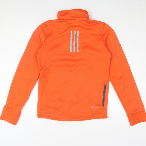 Adidas Boys Orange 1/4 Zip Sweatshirt - Size 12 Years, Activewear