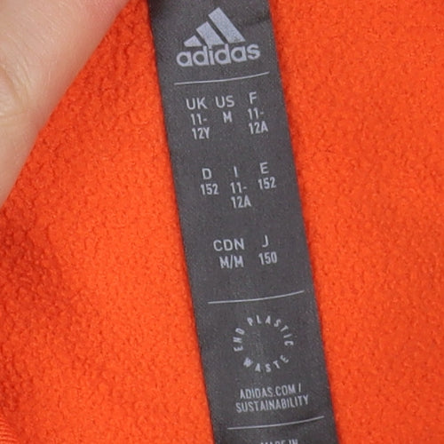 Adidas Boys Orange 1/4 Zip Sweatshirt - Size 12 Years, Activewear