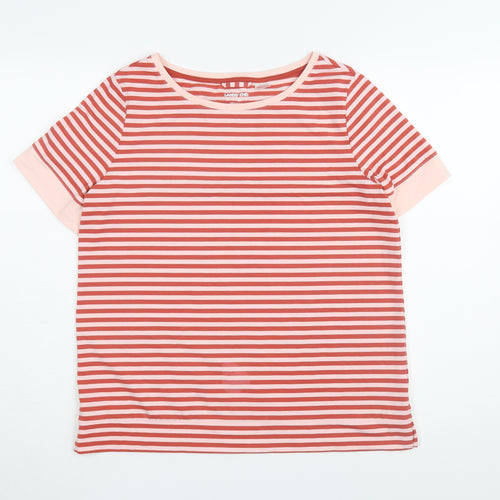 Lands' End Women's Red Striped Basic T-Shirt S
