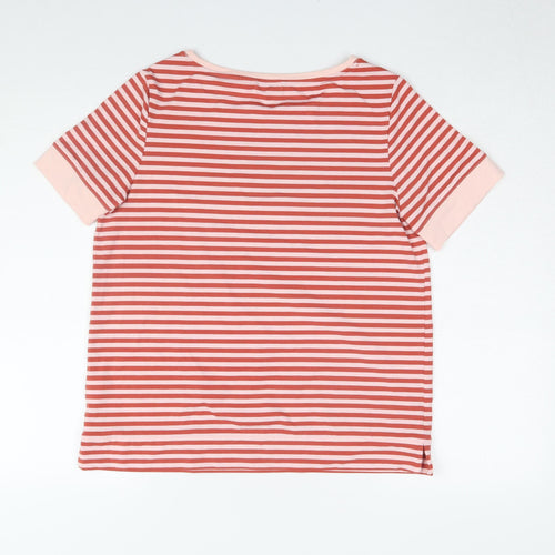 Lands' End Women's Red Striped Basic T-Shirt S