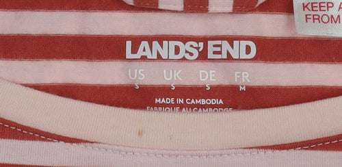 Lands' End Women's Red Striped Basic T-Shirt S