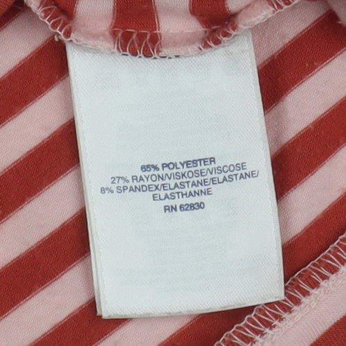 Lands' End Women's Red Striped Basic T-Shirt S