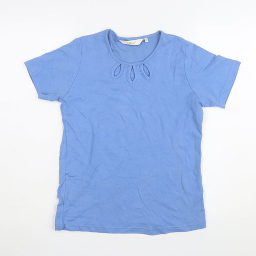 EWM Women's Blue Cotton Basic T-Shirt, Size S