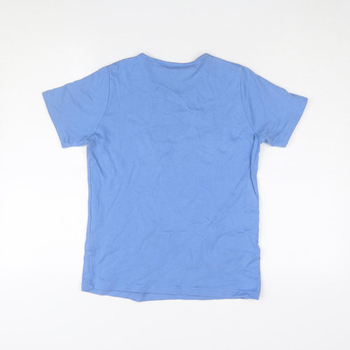 EWM Women's Blue Cotton Basic T-Shirt, Size S