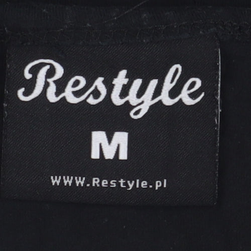 Restyle Women's Black Tank Top M Cartoon Graphic
