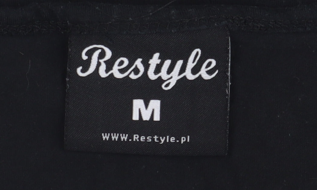 Restyle Women's Black Tank Top M Cartoon Graphic